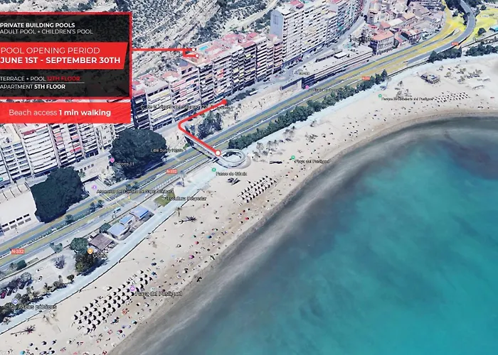Centrico, Reformado, Frente A Playa De Alicante Y Piscina